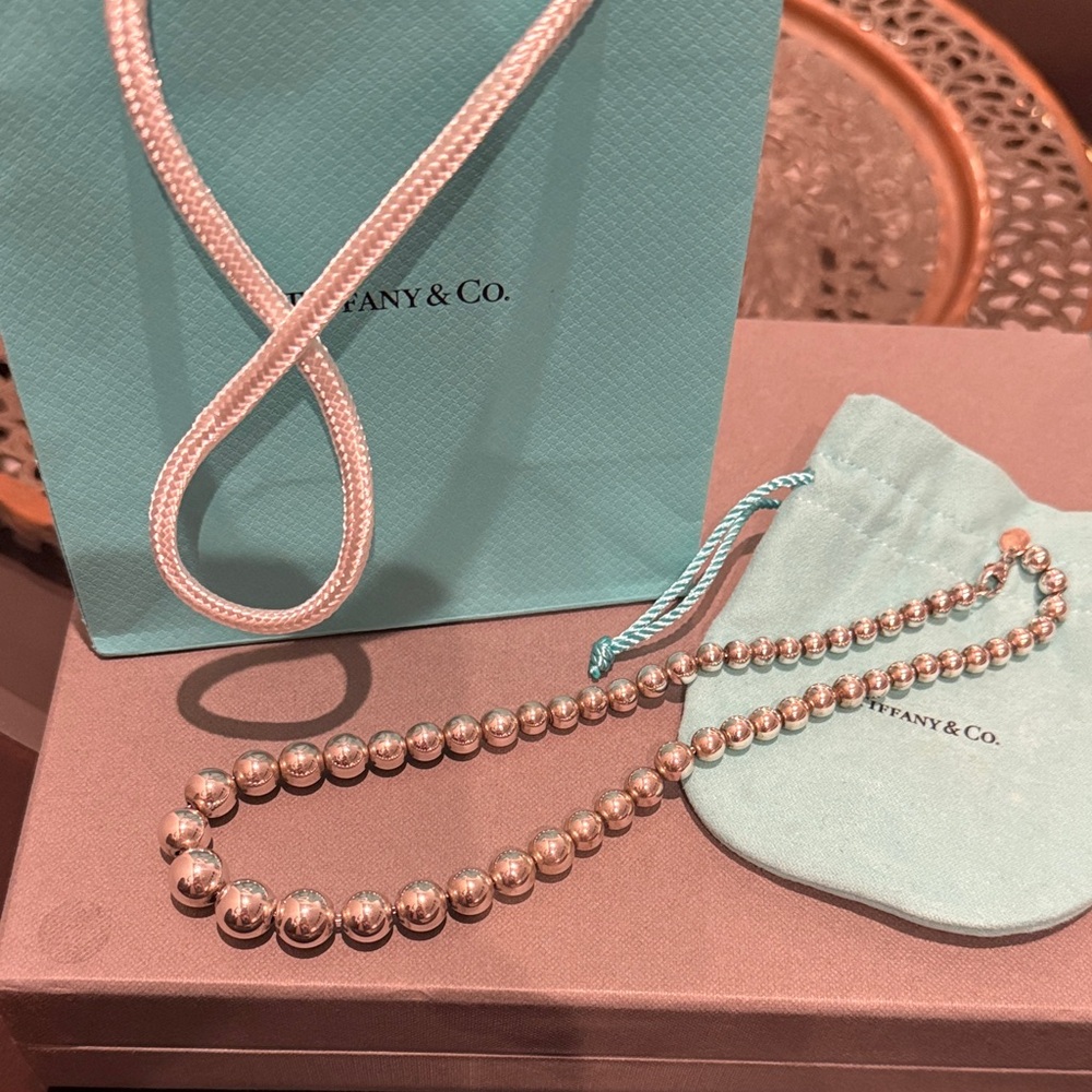 Tiffany & Co. Silver Beaded Necklace, graduated balls, Hardwear collection